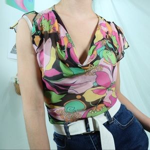 Retro sheer floral top